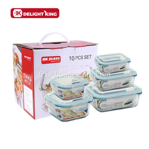 Conteneurs de plats de verre personnalisés 5 pcs set